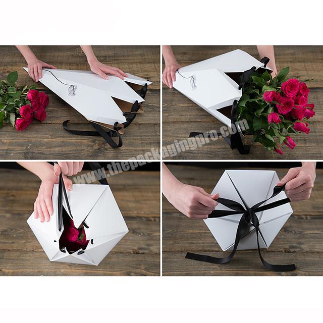 Custom Logo Luxury Portable Oval Paper Flower Box Florist Bouquet Box Packaging Rose Florist box