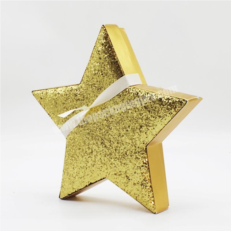 Golden OEM Cardboard Paper Packaging Christmas Gift Box wholesale star shaped box