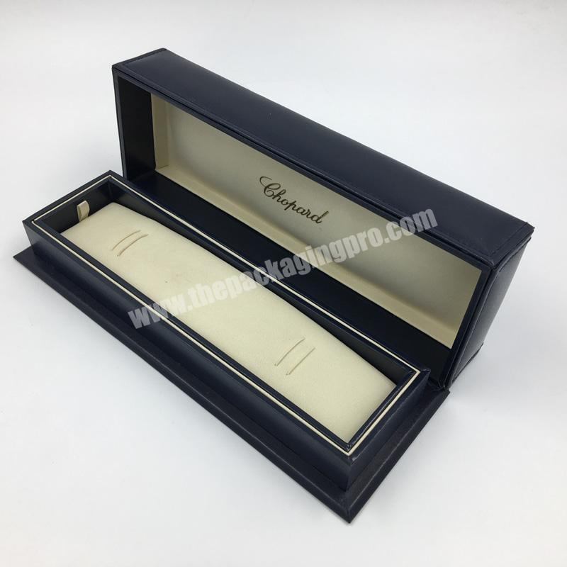 Custom Your Logo Black PU Leather Long Necklace Jewelry Packaging Box