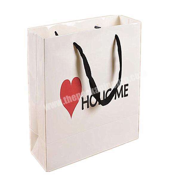 China Manufacturers Wholesale Custom Printing Logo Cheap White Cardboard Glossy Paper Bag For Gift