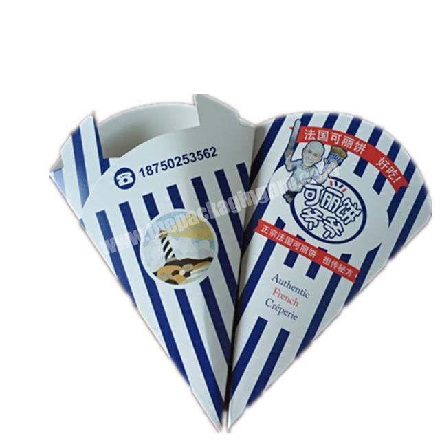 Custom logo printing ice cream shape packaging box paper cone for popcorn   biscuit  pancake