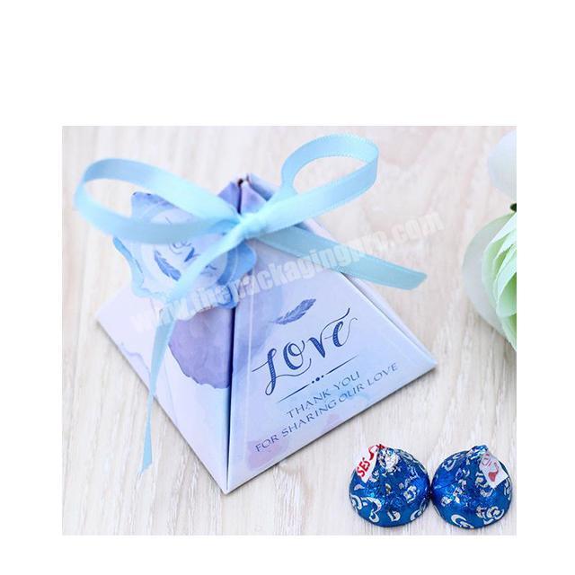 Wholesales Floral Pyramid Wedding Favor Candy Boxes Bridal Shower Party Paper Gift Box with Tag