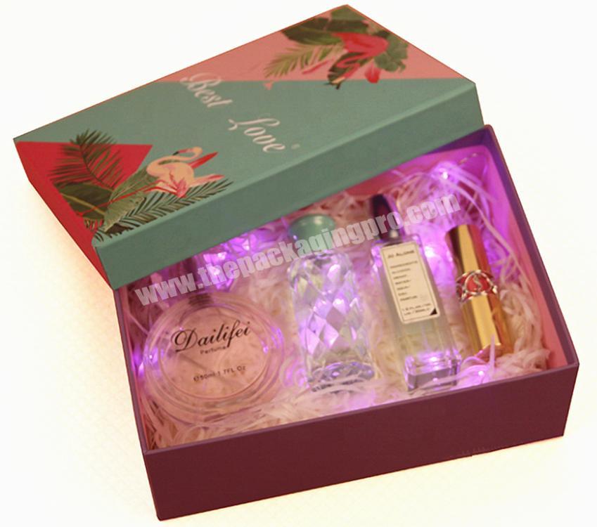 Wholesale luxury empty cosmetic cream or perfume set high quality fashion pink  gift packaging box
