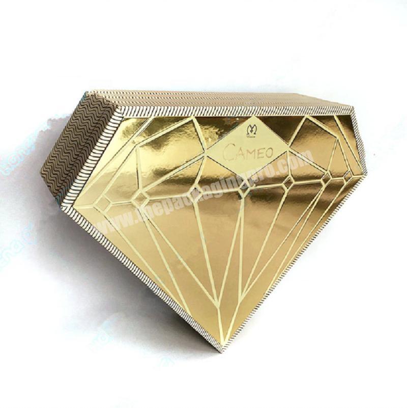 Custom design luxury high end rigid cardboard leather diamond shape cosmetics packing for concealer foundation paper box