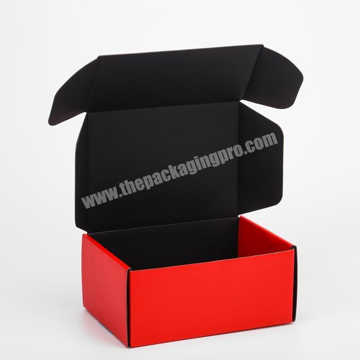 custom logo printed red black glasses subscription mailers folding corrugated cardboard black matte shipping box