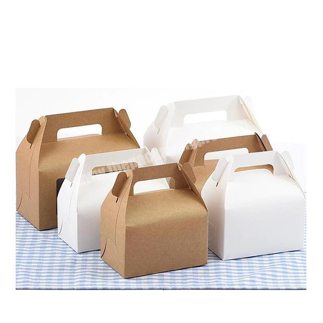Eco white or brown Kraft paper takeout box packaging with handletake away