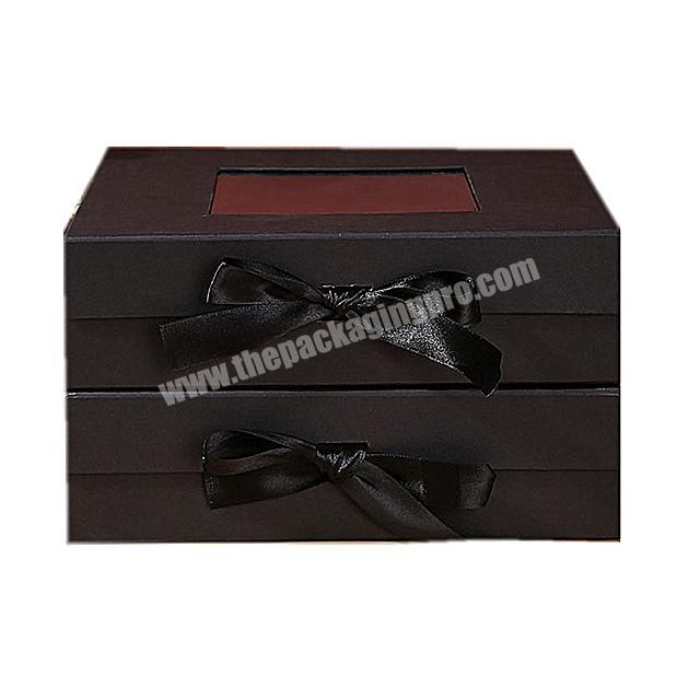 Factory Supplier Luxury Black Matte Magnetic Foldable Gift Paper Box With PVC Window