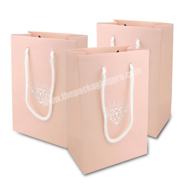 Lovely pink medium gift bag Free design custom brand name Wholesale price paper bags with  logo