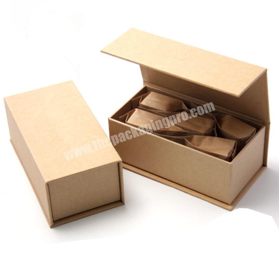 wholesale custom luxury cardboard kraft paper tea packaging gift boxes with magnetic flap closure