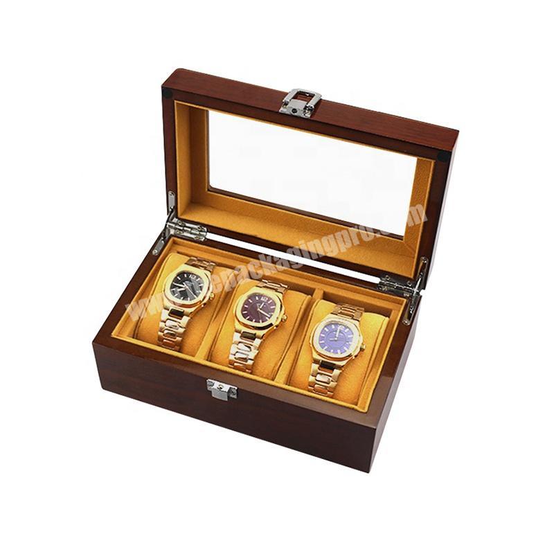 Luxury 3 Slot Brown Gift Collectors Watch Storage Wooden Box