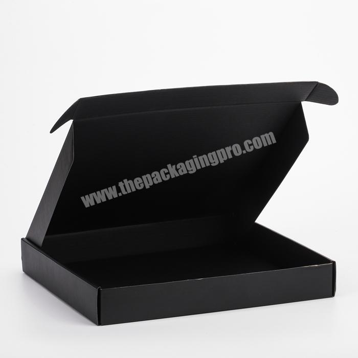 Customized Black Corrugated Mailing Boxes Superflat Shipping Mailer Box with Gold Foil Personalized Logo