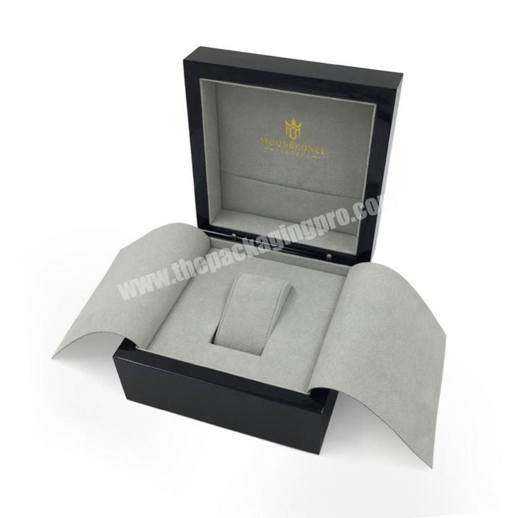 High Quality Elegant New Design Black Custom Single Wooden Watch Box Case