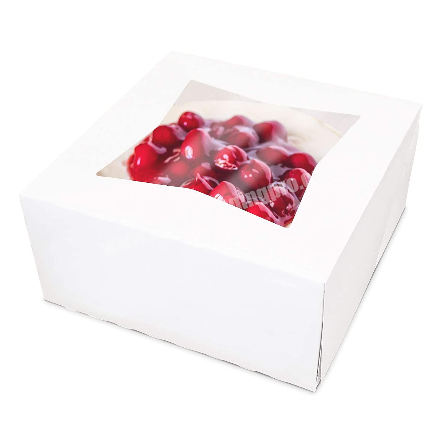 Eco-friendly recycled white Paperboard Pastry with clear window kraft paper bakery 6 inch cake cookies food packaging cake boxes