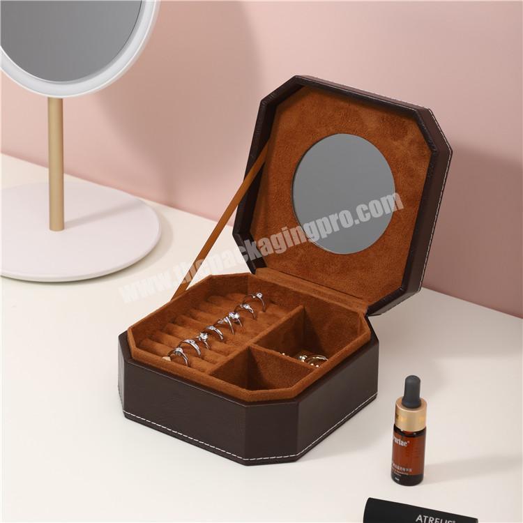 Portable classic design jewelry case PU leather jewelry travel custom ring jewelry box