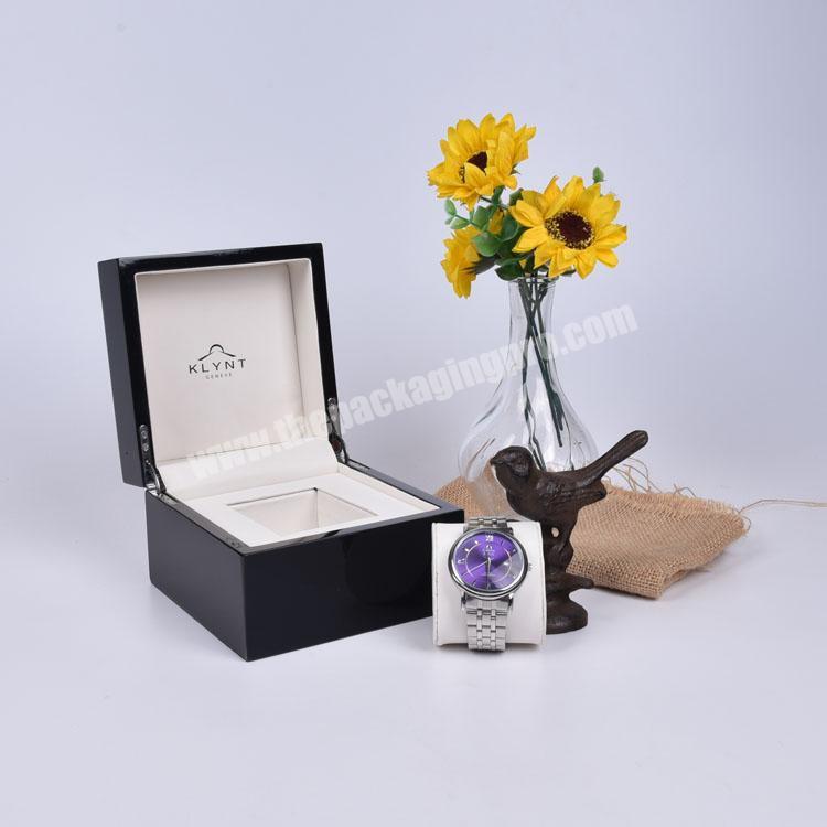 Custom Logo Luxury Black Piano Glossy Wooden Watch Box For Gift