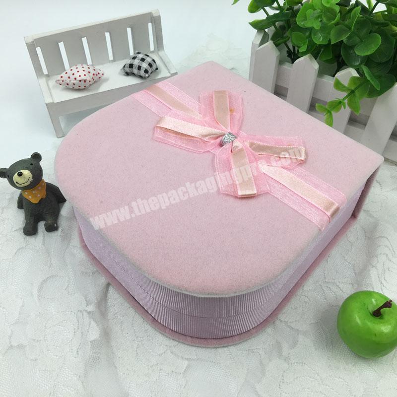 Luxury Custom Logo Pink Velvet Jewelry Packaging Box