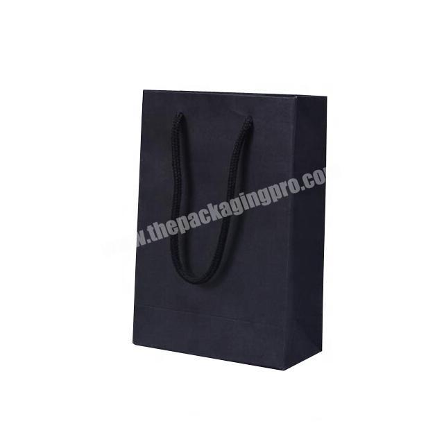 Wholesales printed paper bag own your logo Cheap Recycled black paper bags with ribbon