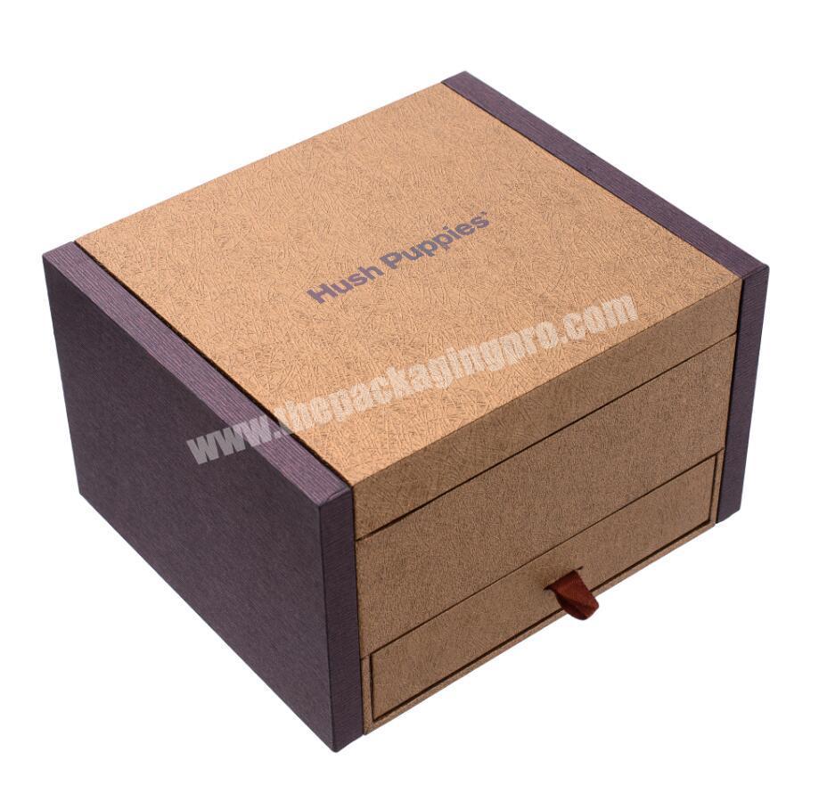 custom luxury cardboard recycle kraft paper sleeve sliding ribbon pull up box for men's gift set packaging