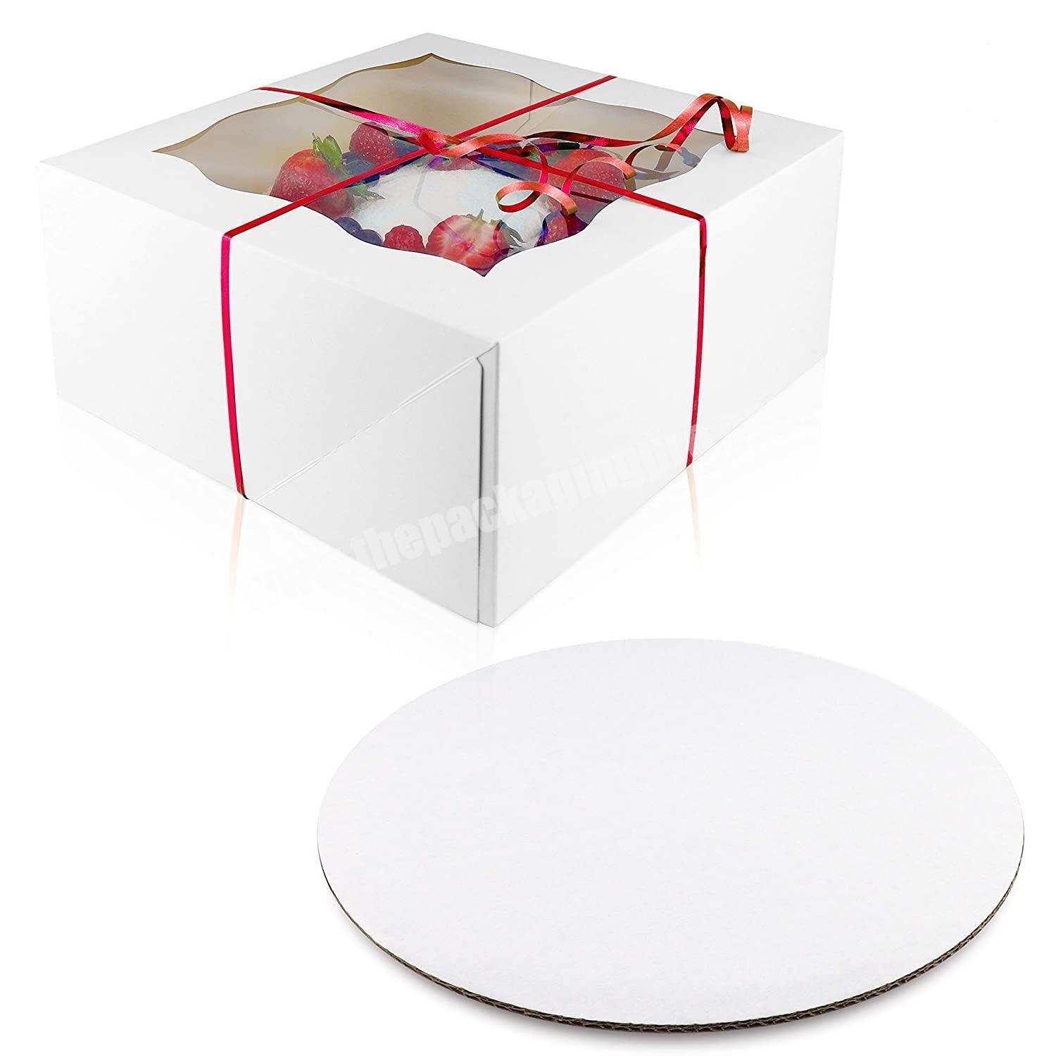 Cake Boxes Cake Boards Set 10 Sturdy Cake Boxes 10 x 10 x 5 & 10 Inch Cake Boards  Window Cardboard Cake Boxes