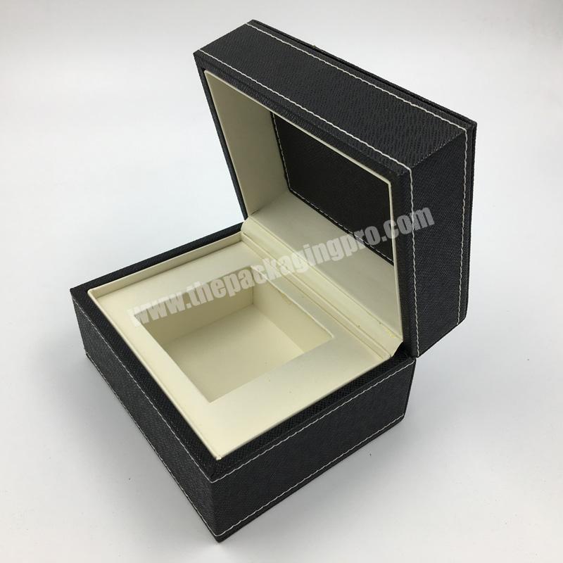 Black wooden rectangular jewelry PU leather luxury gift box