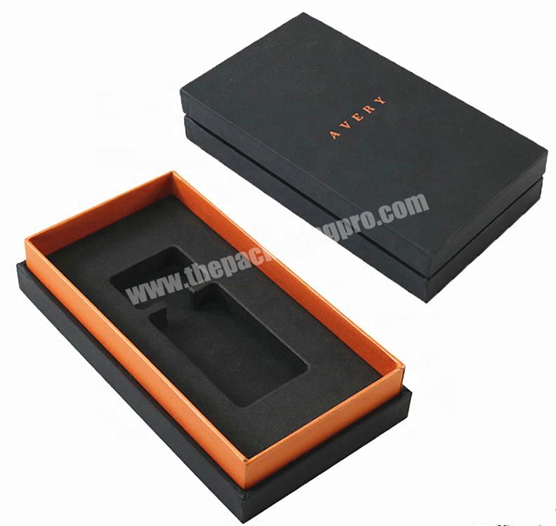 Custom design logo gold foil stamping  black rigid perfume bottle jar packing gift paper box with cardboard insert