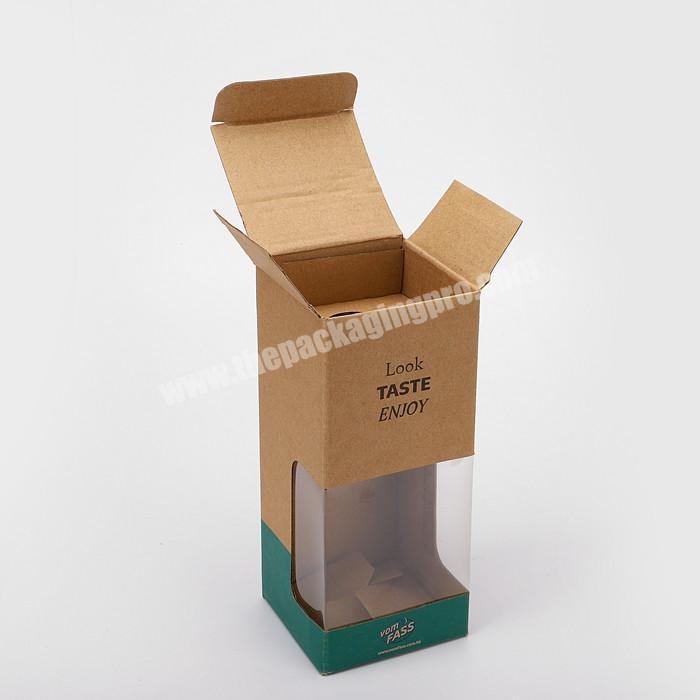 Clear Window Kraft Custom Corrugated Box Recycled E Flute Cardboard Packaging for Snacks