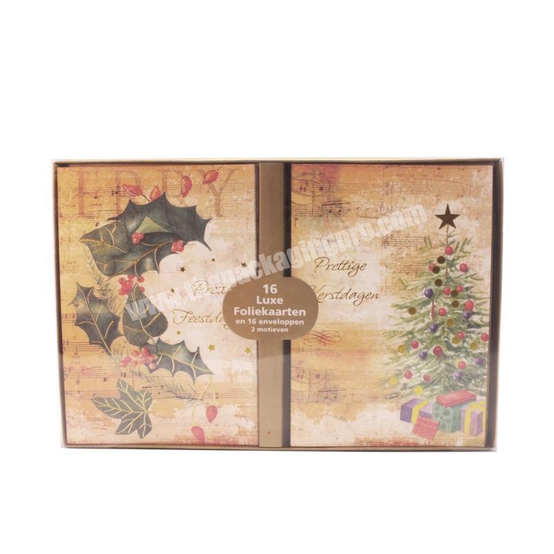Cardboard paper gift packaging luxury design double door box with card