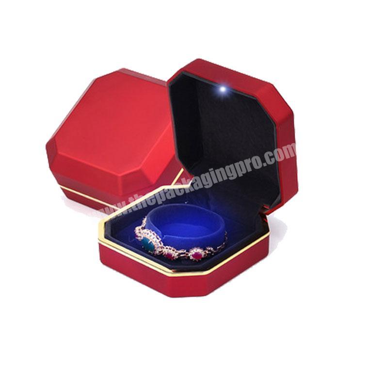 Hot sale high quality red luxury folding led jewelry ring box manufacturer