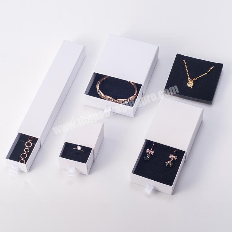 wholesale set drawer custom logo white color cardboard sliding jewelry box