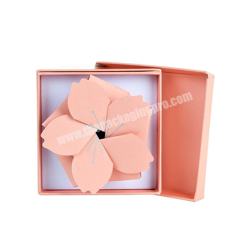 New Design Custom Logo Printed Luxury Rectangle Paper Pink Gift Jewelry Box