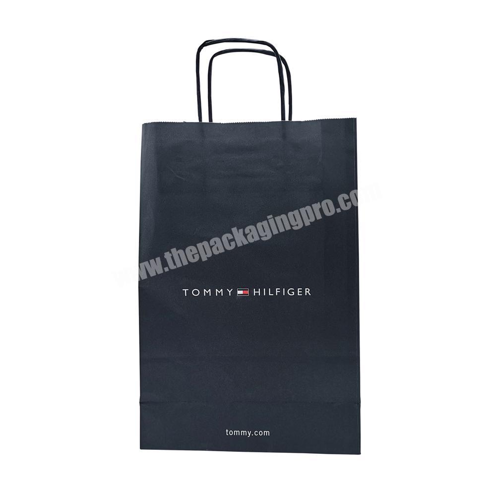 Custom Foldable Black Uncoated Paper Carry Shopping Bag With Printing Logo