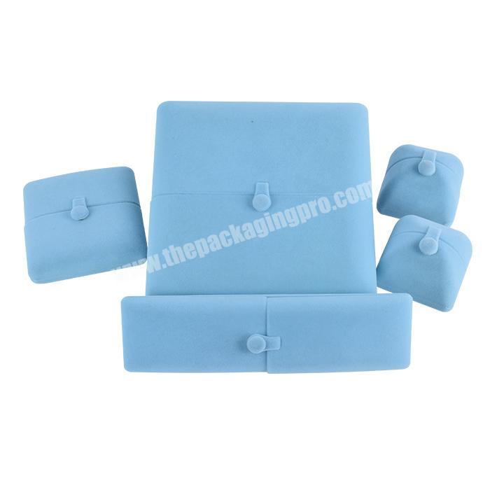 factory wholesale cute blue velvet ring packaging double door jewelry Box
