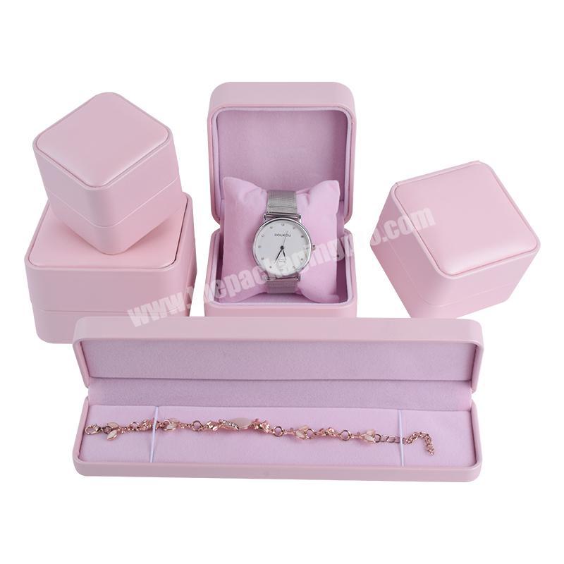 Wholesale Fancy High Quality Pu Leather Custom Pink Luxury Jewelry Box