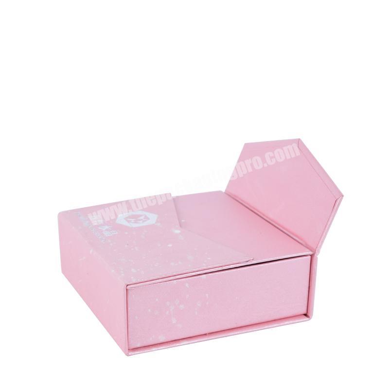 Chinese hot selling custom logo double open paper pink jewelry box