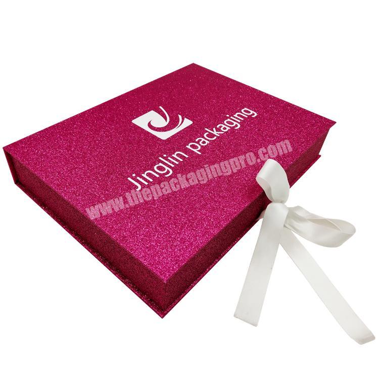 Custom glitter paper magnetic flap private label eyelash packaging box with magnetic catch
