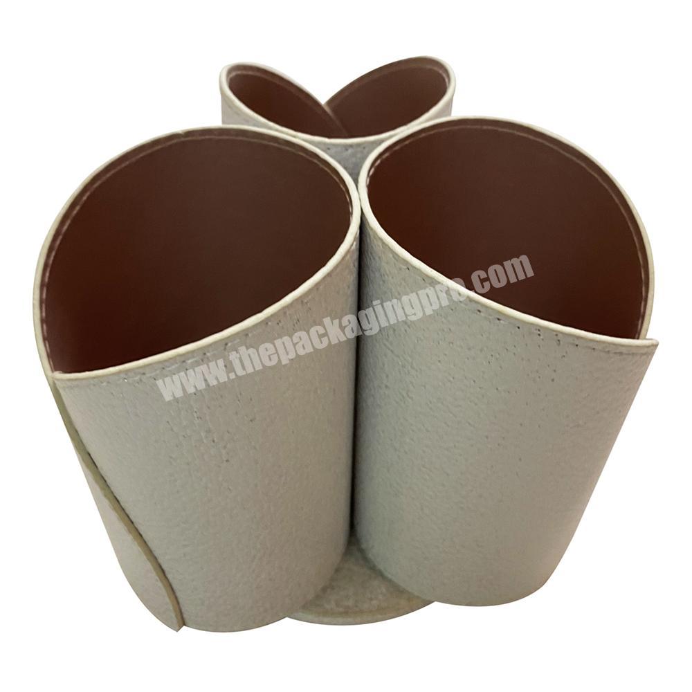 Custom Soft Round Triple PU Leather Packaging Tubes For Gifts