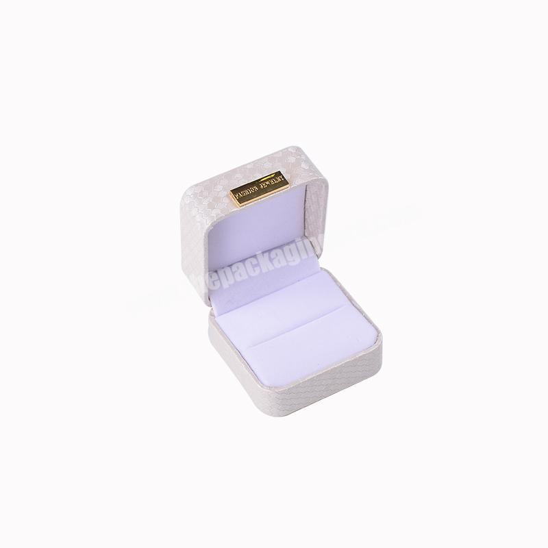 Private Label Luxury White Pu Leather Plastic Ring Jewelry Box