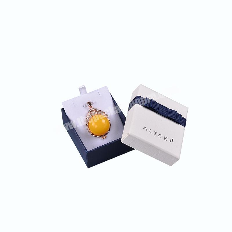 Elegant gift boxes for pendant custom logo bow jewelry paper packaging