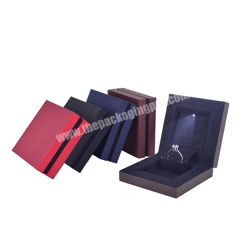 Wholesale square unique design custom logo ring packaging box with led light
