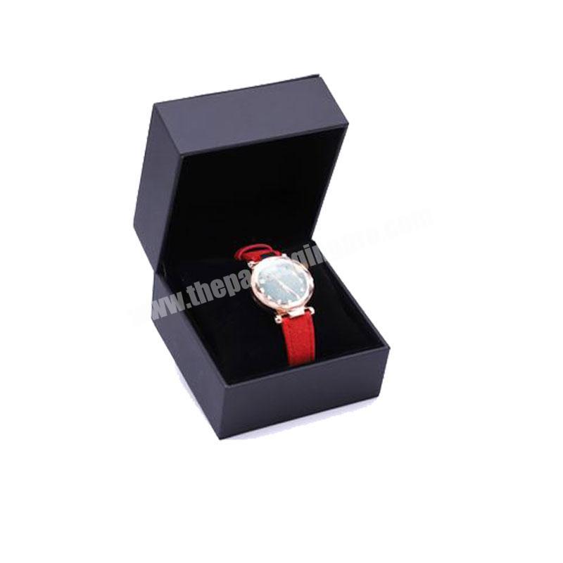 custom watch purchase packaging black logo PU leather high quality single luxury watch case box
