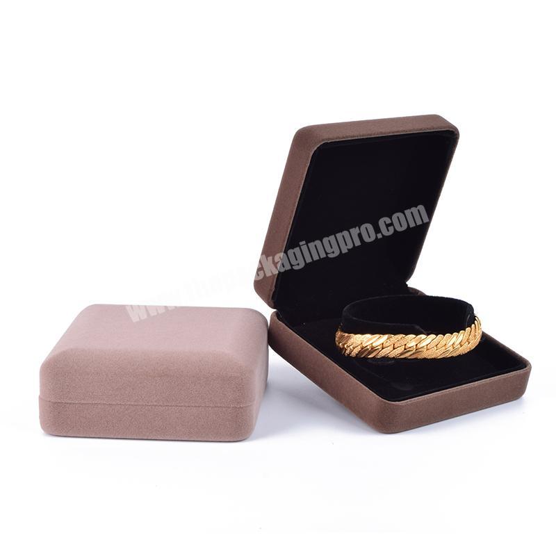 High Quality Luxury Brown Velvet Custom logo Jewelry Bracelet Box
