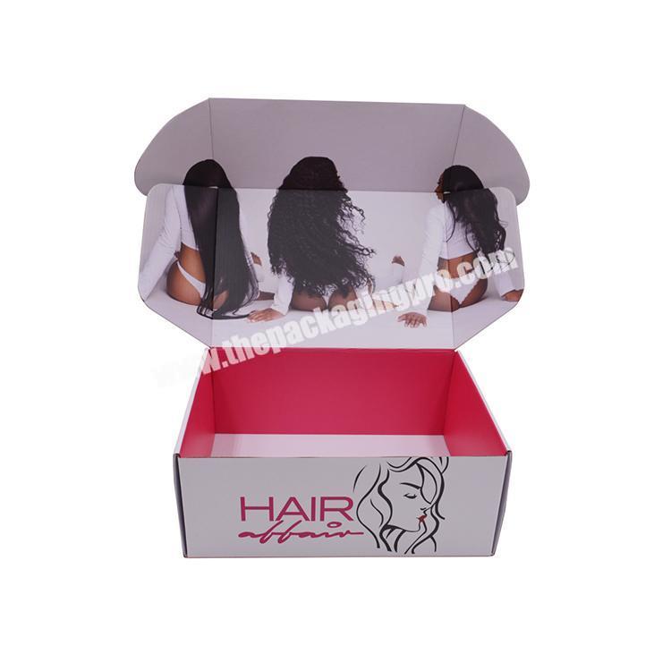 Hot sale white paper cardboard corrugated shipping mailing packaging boxes for hair bundles wigs
