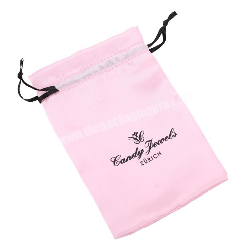 Personalized pink cheap gift packaging satin drawstring bags for kids