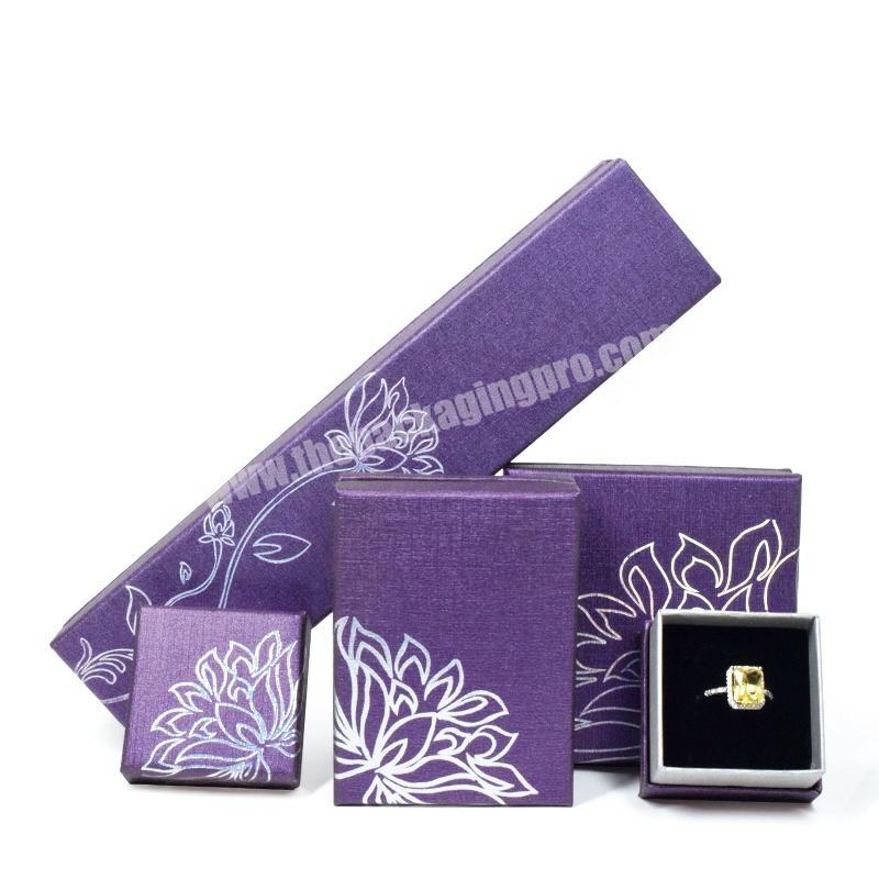 purple empty jewelry gift cajas para joyeria wholesale style lid base jewellery packaging box ring boxes uk