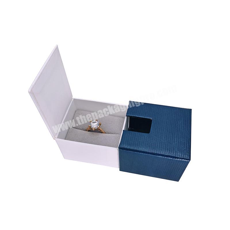 New design blue cardboard drawer jewellery boxes sliding ring box