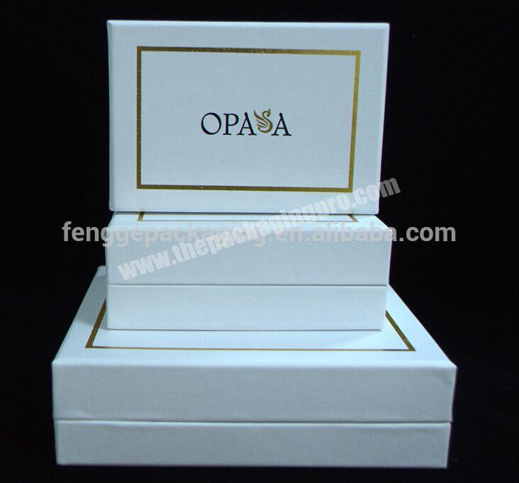 High quality custom fancy black stamping logo printed matte white packaging paper cardboard gift box for clothing, garment scarf