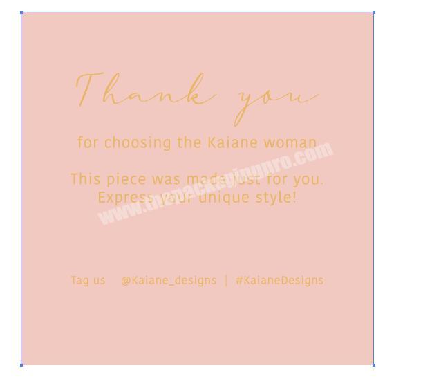 Pink thank you card with gold stamping logo