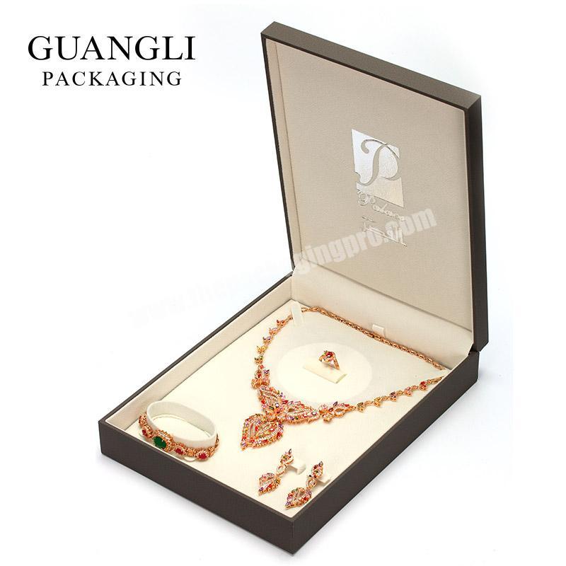 brown custom logo printed paper velvet ring bangle luxury jewelry packaging box set