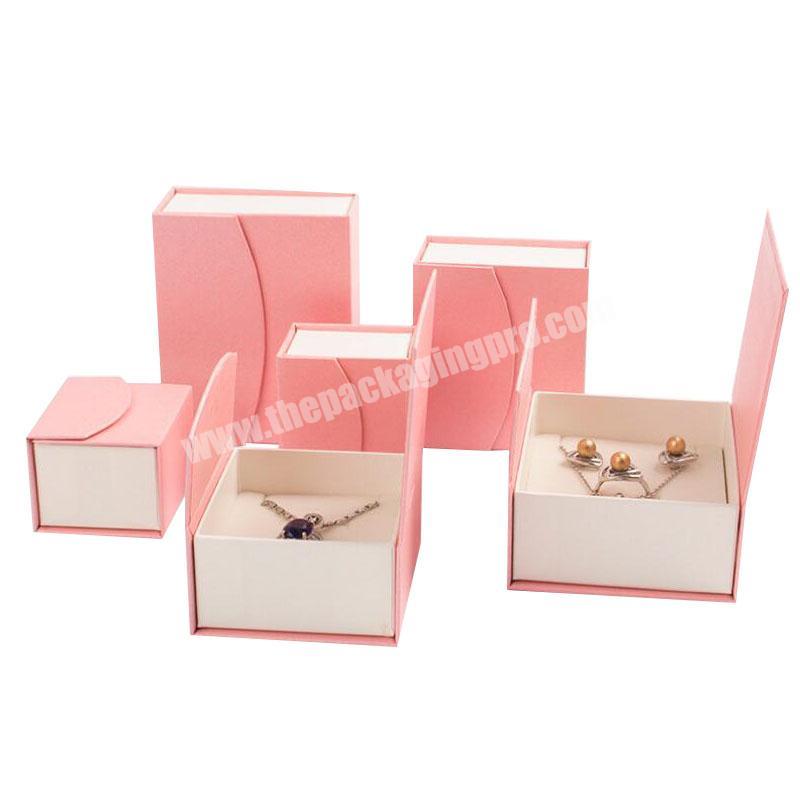 Custom logo pink kraft paper gift box magnetic jewelry packaging box