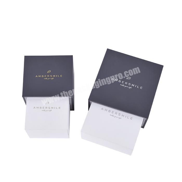 High-end custom logo printed jewellery drawer packaging luxury white and black jewelry box